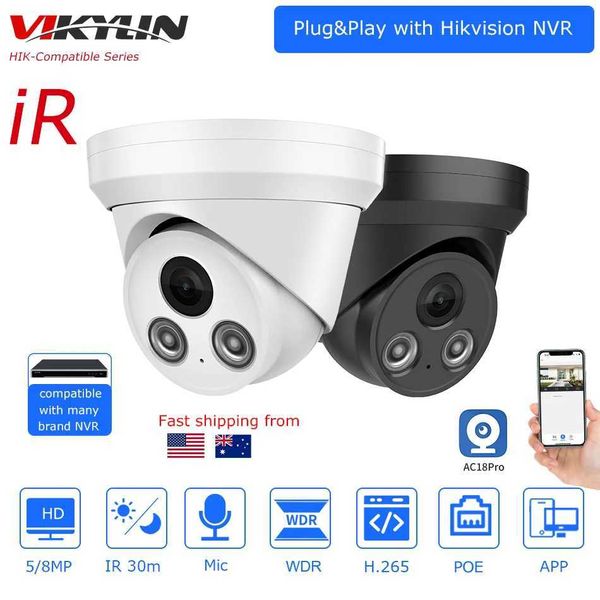 IP CAMERA HIKVISION COMPATIBLE 4K 5MP DOME CAMÉE IP DÉCECTION DE VÉHICULE HUMAIN IR 30M MIM INTÉRIEUR CCTV Sécurité de sécurité Réseau Caméra 240413