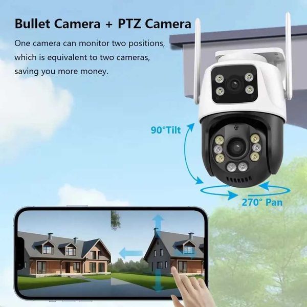 Caméras IP HiEEU 4K 8MP Dual Lens WiFi Subseillance Camera 4x Digital Zoom Ai Human Detect Wireless Outdoor Security PTZ IP Cameras 240414