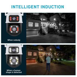 IP -camera's Hiseeu 4K 8mp Ptz WiFi IP Camera Dual Lens 5x Zoom AI Human Detecteer draadloze surveillance CCTV -camera's Beveiligingsbescherming 240414