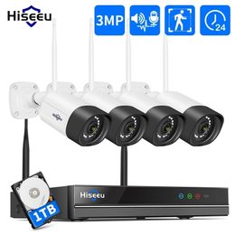 IP Camera Hiseeu 8CH 3MP Draadloze Surveillance Camera Twoway audio CCTV Kit voor 1536P 1080P 2MP WiFi outdoor Beveiligingssysteem Set 221022
