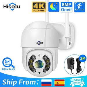 IP -camera's HISEEU 8MP 4K PTZ WIFI CAMERA 5X Digitale Zoom AI Human Detect Auto Tracking Wireless Outdoor Surveillance Camera ICSEE App 240413