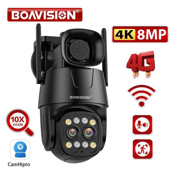 Cámaras IP Cámara IP Wifi/4G SIM Tarjeta PTZ 4MP 8MP Lente dual 2.8 mm-8 mm 10x zoom al aire libre AI Human Tracking Human Color Night Vision Security Camera 240413