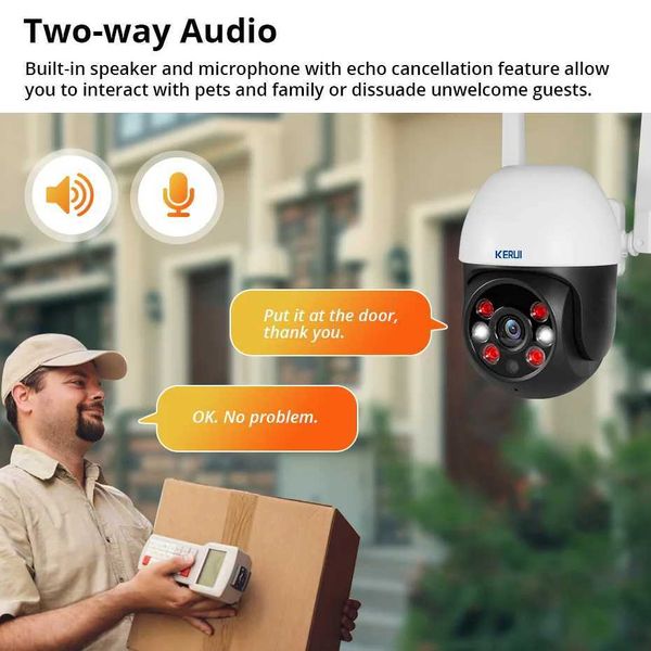 IP CAMERA KERUI 3MP 5MP TUYA CAME CAMERIE EXTÉRIEUR PTZ WiFi Surveillance Camera Smart Home Tracking Auto Spamesproof CCTV Security Protection 240414