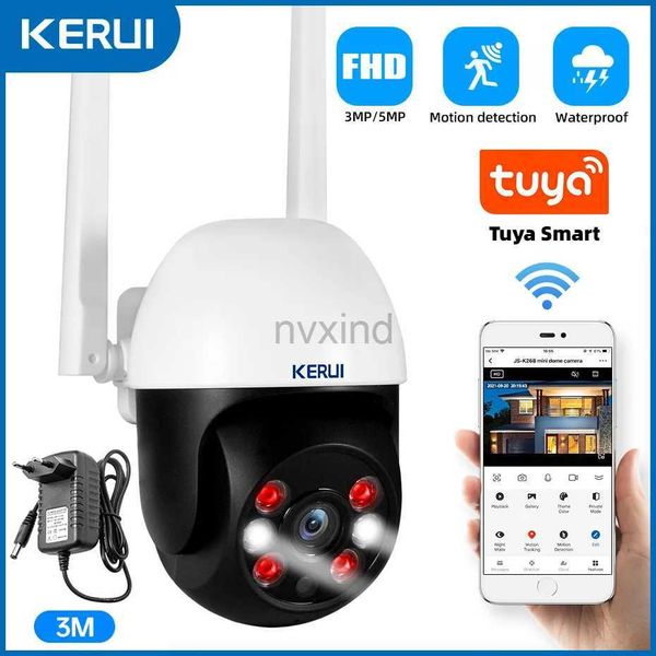 Caméras IP Kerui extérieur imperméable sans fil 3MP 5MP HD PTZ WiFi Caméra IP TUYA Sécurité de la caméra intelligente Sécurité CCTV avec câble de 3 mètres D240510