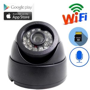 IP -camera's Mini WiFi IP Camera Home Safety Audio Wireless Night Vision CCTV Dome Video Monitoring P2P Black SD Card Slot D240510