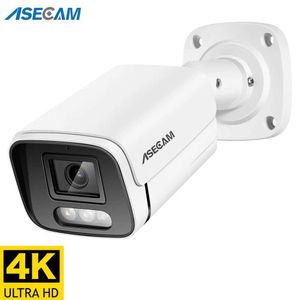 Caméras IP Nouvelles caméras IP 4K 8MP Audio Outdoor Poe H.265 Metal Bullet CCTV Home 4MP Color Night Vision Security Camera 24413