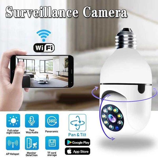 Cámaras IP nuevas Cámara de vigilancia de bombilla inteligente Visión nocturna a todo color Automatic Rastreo humano Cámara Wifi Home Security Monitor Camera 240413