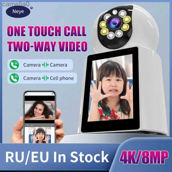 Caméras IP NEYE 8MP 4K Version d'écran WiFi Moniteur de bébé avec une vision nocturne Dernier appel vidéo IP Camerac240412
