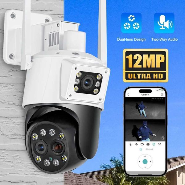 Caméras IP OUTDOOR 6K 12MP CAMERIE IP WIFI avec 10x Zoom Optical Zoom Three Lens Lens Dual Screen Surveillance 4K 8MP Video CCTV Security Camera 240413