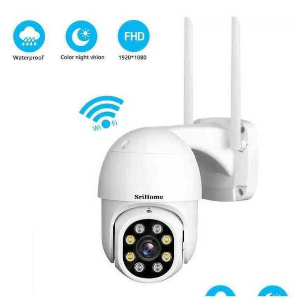 Caméras IP QZT PTZ Caméra Wifi Extérieure 360 ° Vision nocturne CCTV Surveillance vidéo étanche Srihome Home Security Drop Livraison Dhsxn