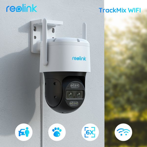 Caméras IP Reolink Trackmix Series WiFi 4K Caméra de sécurité extérieure Double objectif Suivi de mouvement 8MP PTZ Cam 6X Zoom AI Détection humaine 230922