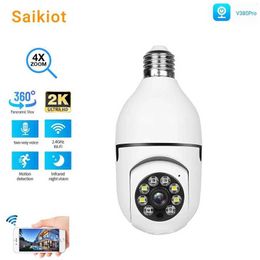 IP -camera's Saikiot 2MP 4MP V380 Pro Bulb Light Camera WiFi Bulb Camera 360 V380 E27 CCTV CTV -montage AC Power Security PTZ Bulb Camera 240413