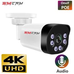 IP Cameras Simicam 4k Poe Caméra avec audio 48V POE / DC 12V 4MP / 5MP / 8MP Super HD Infrarouge Vision Night Bullet Video