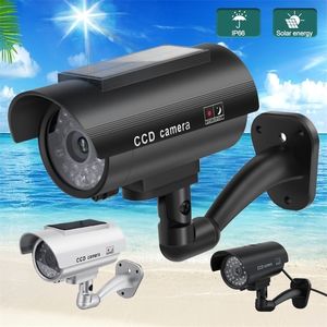 Caméras IP Énergie Solaire Caméra Factice Simulation Extérieure Intérieur Bullet LED Lumière Moniteur Sécurité Étanche Faux CCTV Surveillance 221019