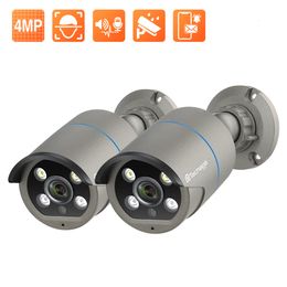 Cámaras IP Techage HD 4MP AI POE Cámara IP Audio bidireccional IR Noche Cámara de vigilancia de seguridad de video CCTV impermeable al aire libre para NVR Kit 230706