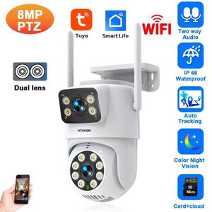 IP -camera's Tuya 4K 8mp Ptz WiFi Security Camera Dual Lens met dubbele scherm AI Auto Tracking Wireless CCTV Surveillance Camera Smart Life 240413