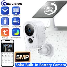 IP-camera's Tuya Smart Life Oplaadbare batterij Buiten Draadloos WIFI 5MP Surveillance CCTV PIR-bescherming Zonnecamera met sirene Cam 230922
