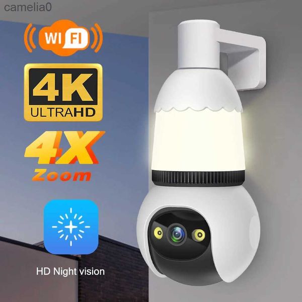 Caméras IP Tuya WiFi 4MP E27 Caméra de bulbe 360 Caméra de surveillance panoramique LED Light Home Safet