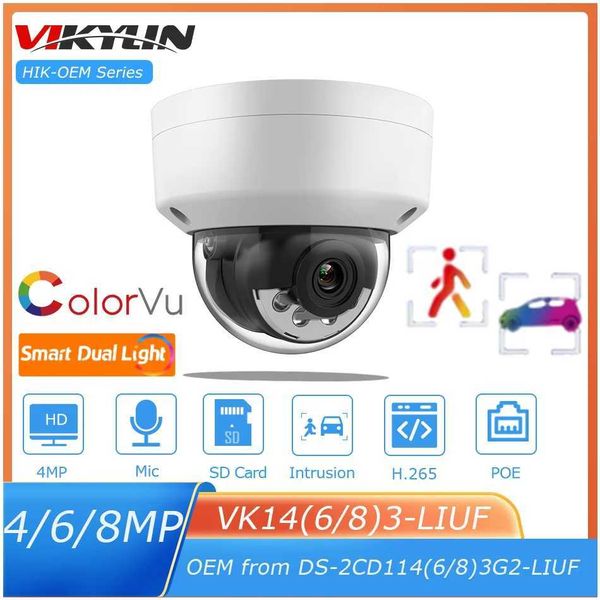 IP CAMERA VIKYLIN OEM HIKVISION 8MP SMART HYBRID Light Dome Caméra IP DS-2CD1183G2-LIUF INTRACKET Mic SD Card de surveillance Caméra Réseau 240413