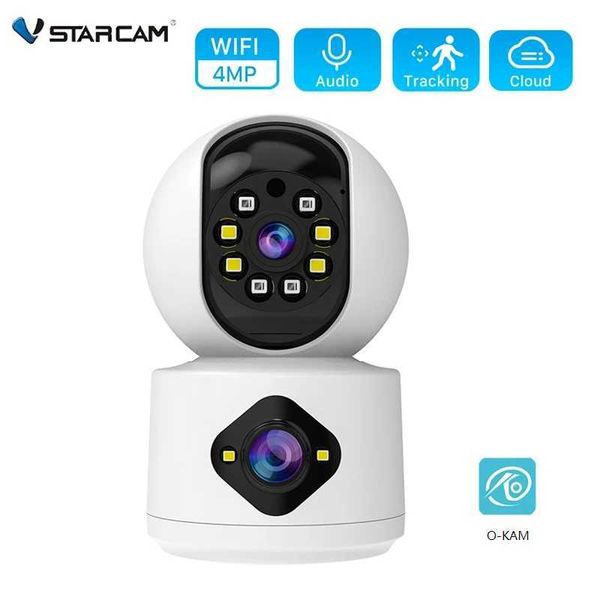 Cámaras IP Vstarcam 4MP Lente dual Cámara Wifi Monitor de bebé Seguimiento automático AI Detección humana Interior Seguridad CCTV Video Vicinillancia 24413