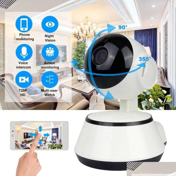 Caméras IP Wifi Caméra Surveillance 720P HD Vision nocturne bidirectionnelle O sans fil Vidéo CCTV Baby Monitor Système de sécurité à domicile Drop Deliver Dh1BD