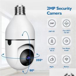 Caméras IP Wifi Ptz Remote Hd 360ﾰ Affichage Sécurité E27 Bb Interface 1080P Sans Fil 360 Rotation Suivi Caméra Panoramique Light Drop Dhmv5