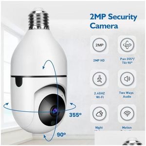Caméras IP Wifi Ptz Remote Hd 360ﾰ Affichage Sécurité E27 Bb Interface 1080P Sans Fil 360 Rotation Suivi Caméra Panoramique Light Drop Dhkfp
