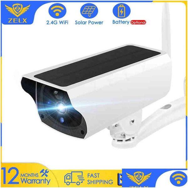 Caméras IP Wifi Caméra de surveillance vidéo Panneau solaire Charge de batterie 1080P Sécurité sans fil Alarme de mouvement extérieur Accueil CCTV Cam Drop Dhqk5