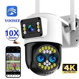 Caméras IP Yoosee 4K 8MP Trois écrans doubles d'objectif 10x Zoom Caméra sans fil bidirection
