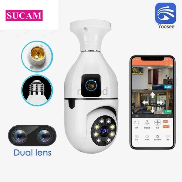 Caméras IP Yoosee 4MP Double écran Caméra de sécurité DOME sans fil E27 Bubble WiFi Dual Lens Bidirectional Audio Surveillant CCTV Camera D240510