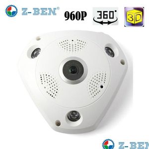 Cámaras IP Z-Ben 1.P 960P Cámara Wifi 360 grados Panorámica Seguridad para el hogar Video Vigilancia Visión nocturna Ojo de pez Entrega de gota CCTV DHWKN