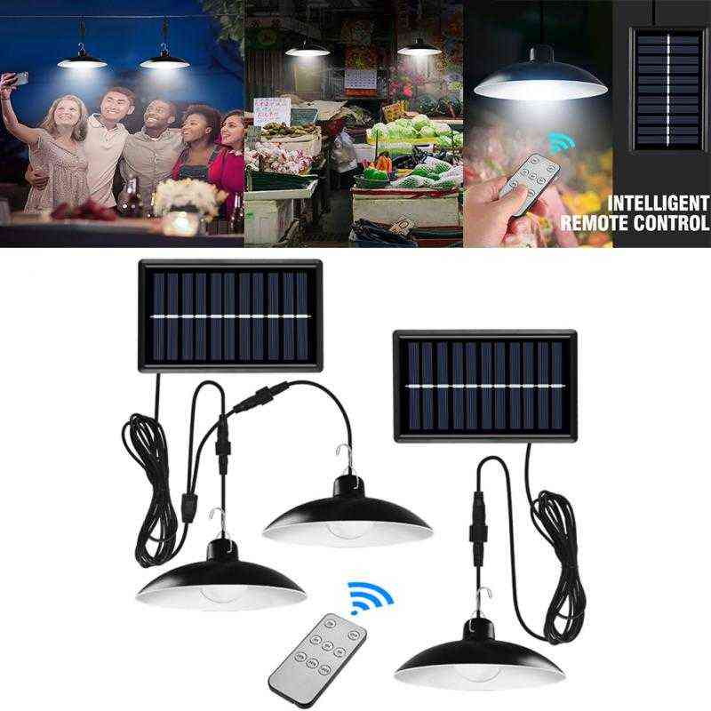 IP Double Head Solar Hanging Lamp W Outdoor Waterproof Remote Control Solar Hanging Lights Dimmable Solar Light Throwing J220531