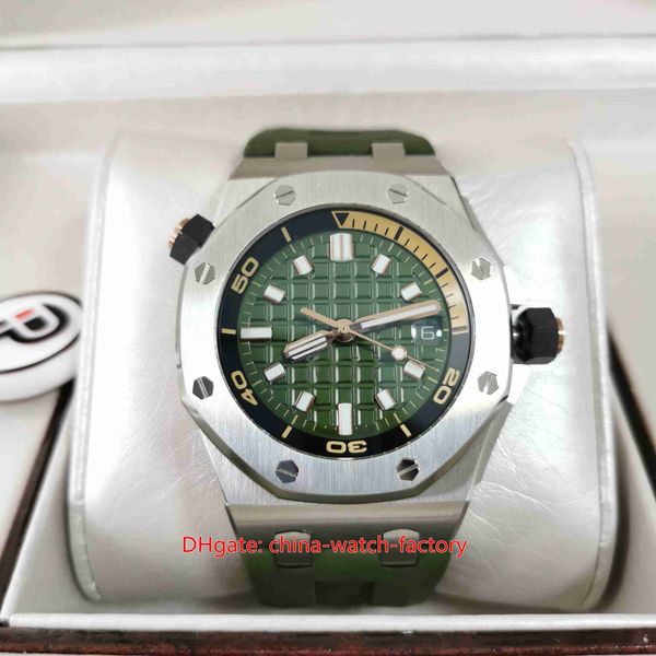 IP Factory Mens Watch Super Quality 42mm 15720 Diver 15720ST.OO.A052CA.01 Army Green Dial Montres en acier inoxydable CAL.4308 Mouvement Automatique Montres-bracelets pour hommes