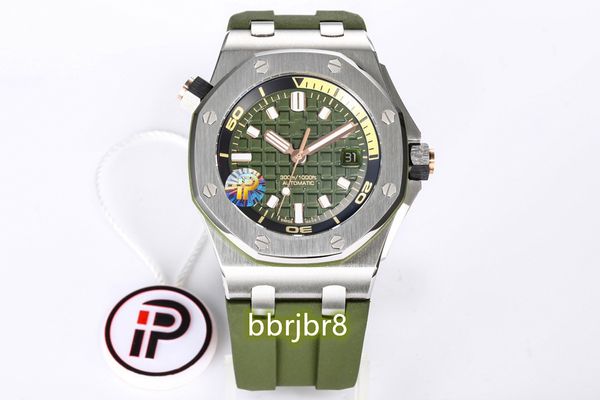 IP.FACTORY15707 Montres Diamètre 42 mm avec mouvement 3120 15720 avec mouvement 4308 Miroir saphir Boîtier en céramique Procédé de tréfilage Bracelet en caoutchouc