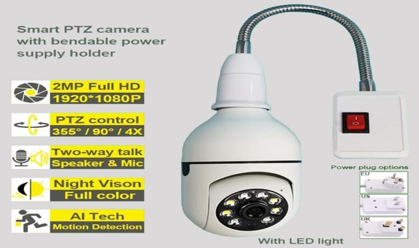 IP Wifi Bulb Camera PTZ Auto Seguimiento 2 en 1 Lámpara Cámara de seguridad Fuente de luz dual COLOFUL Visión nocturna Tuya Smart Life Astyip3357665