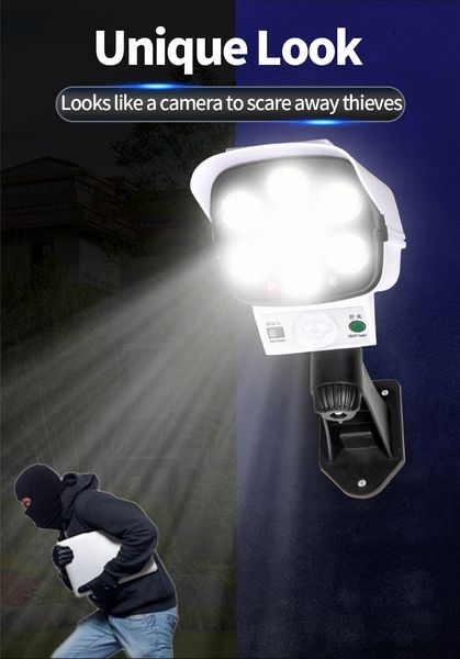 IP65 77 caméra LED lumières solaires capteur de mouvement lampe murale extérieure Rechargeable réglable Rotation LED projecteur pour jardin de rue