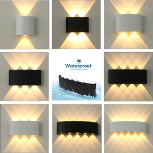 Lámpara LED de pared para exteriores IP65, iluminación de jardín impermeable, AC85-265 de aluminio para interiores, dormitorio, sala de estar, escaleras, luz de pared