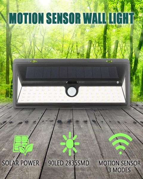 IP65 impermeable 34546690 LED luz Solar 2835 SMD energía Solar blanca luz de jardín al aire libre PIR Sensor de movimiento lámpara de pared de camino 2510432