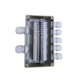 IP65 Waterdichte kabelverdeling Junction Box 2 Way op 5 Uitzicht 160 * 90 * 60 MM met UK2.5B DIN Rail Terminal Blocks