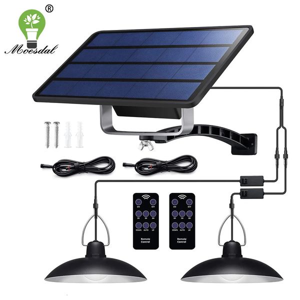 IP65 impermeable doble cabeza solar colgante luz al aire libre lámpara solar interior con cable adecuado para patio jardín interior, etc. 240325