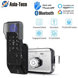 IP65 waterdicht TTLock vingerafdruk slim deurslot buitenpoort Bluetooth wachtwoord 13,56 MHz IC-kaart nachtslot mechanische sleutel 231226