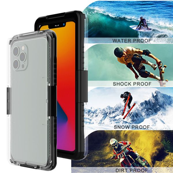 Fundas para teléfono a prueba de agua IP68 Funda para buceo para natación adecuada para teléfonos de 5,8 a 6,7 pulgadas Cubierta a prueba de golpes para deportes al aire libre Carcasa de protección completa para Iphone 14 13 12 11 Samsung