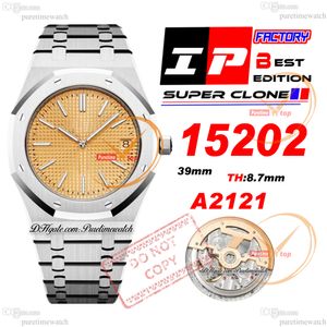 IPF 1520 Jumbo Extra-mince 39 mm Saumon Grande Tapisserie Cadran Stick A2121 Montre automatique pour homme Bracelet en acier inoxydable Super Edition Puretimewatch Reloj Hombre