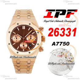 IPF 26331 ETA A7750 Montre Homme Chronographe Automatique Rsoe Or Cadran Bâton Marron Bracelet Acier Inoxydable Super Edition Herrenuhr Reloj Hombre Puretimewatch E5