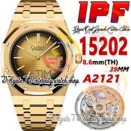 IPF 39 mm ZF15202 SA2121 Automatische herenwork ultradunne 8,6 mm rokerige gouden textuur kiezer stickers 18k geel goud roestvrijstalen bracelet super editie horloges