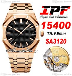 IPF 41 mm 1540 A3120 Automatische herenwork ultradunne 9,8 mm Roségoud zwart gestructureerde kiezer stickers roestvrijstalen armband super editie horloges puretime c3