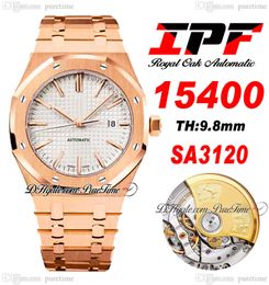 IPF 41mm 1540 A3120 MONTRE MENSEAUX AUTALATIQUE Ultra-mince 9,8 mm Rose Silver Textured Stick Markers Bracelet en acier inoxydable Super Edition Montres PureTime E5