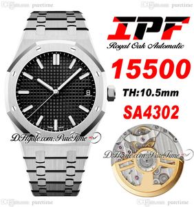 IPF 41 mm 1550 SA4302 Automatische herenwork ultradunne 10,5 mm zwarte textuur kiezer stickers roestvrijstalen bracelet super editie horloges puretime b2