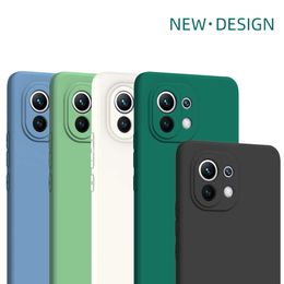 Coque en silicone liquide souple à cadre carré pour coque arrière Xiaomi Mi 11 Lite Mi11 Ultra 11i