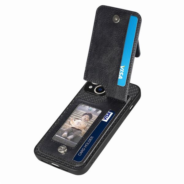 iPhone 13 14 Case de téléphone iPhone de luxe Portefeuille zipper Black Leather Card Card Carte Insertion Ajustement Anti-Drop Anti-Drop pour iPhone 11 12 15 Pro Max XS MAX